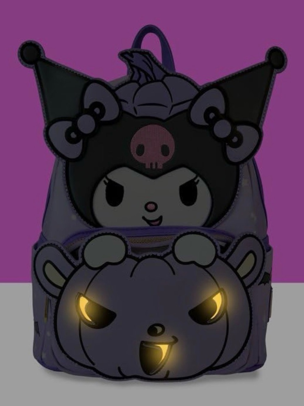 Kuromi Halloween Light-Up Mini Backpack — Purple rechargeable Loungefly